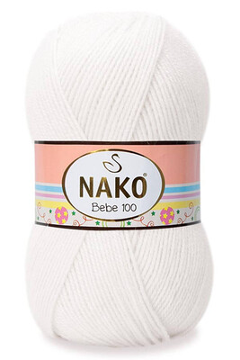 NAKO BEBE 100 KNİTTİNG YARN 208 White - Thumbnail