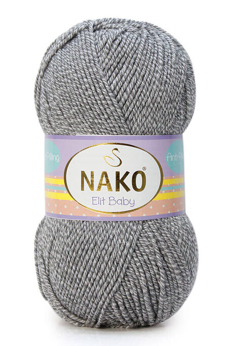 Nako Yarn - NAKO ELİT BABY KNİTTİNG YARN 21353 Gray White Marl