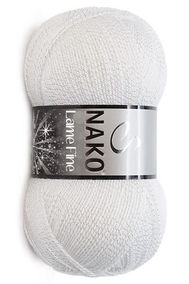 Nako Yarn - NAKO LAME FINE KNİTTİNG YARN 208G White + Silver