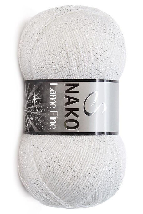 Nako Yarn - NAKO LAME FINE KNİTTİNG YARN 208G White + Silver