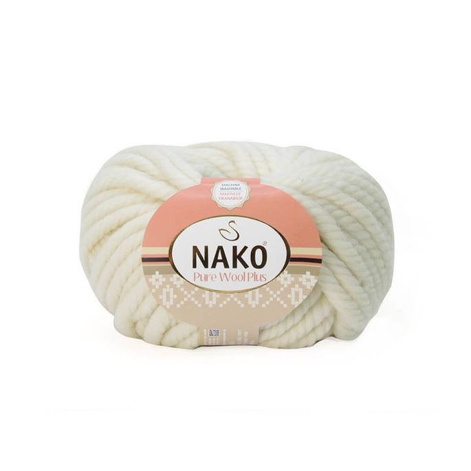 Nako Yarn - NAKO PURE WOOL PLUS KNİTTİNG YARN 208 White