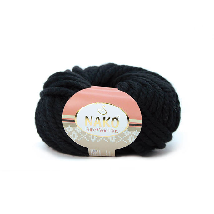 Nako Yarn - NAKO PURE WOOL PLUS KNİTTİNG YARN 217 Black