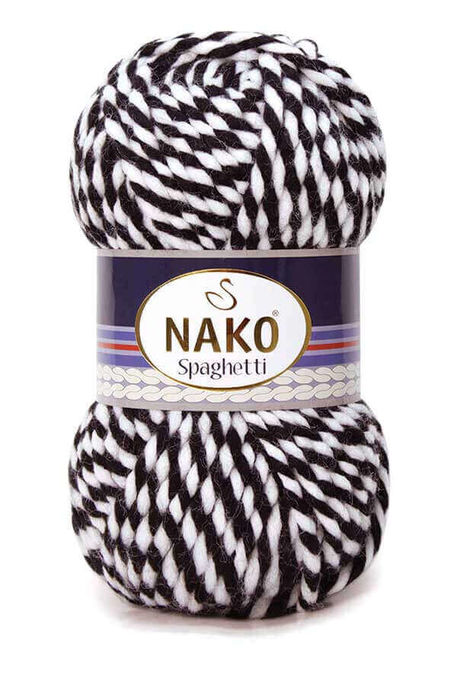 Nako Yarn - NAKO SPAGHETTİ YARN 3086 Black-White Marl