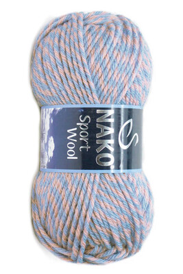 Nako Yarn - NAKO SPORT WOOL YARN 21328 Blue Pink Marl