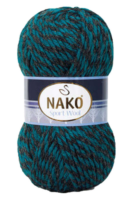 Nako Yarn - NAKO SPORT WOOL YARN 21341 Petrol Black marl