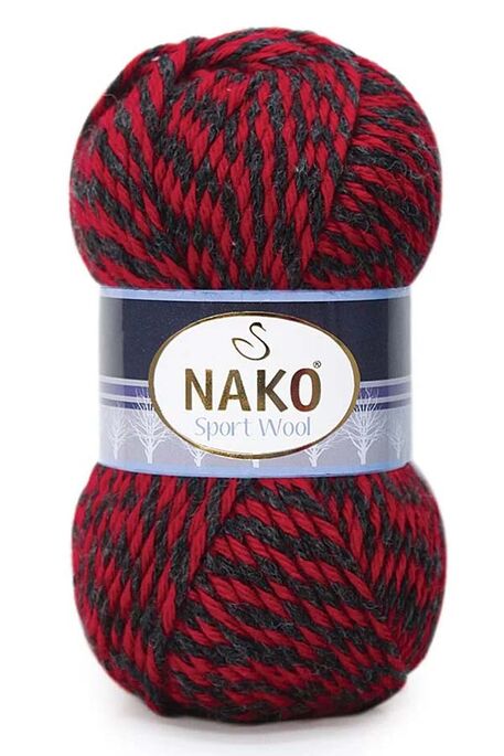 Nako Yarn - NAKO SPORT WOOL YARN 21343 Red Black Marl