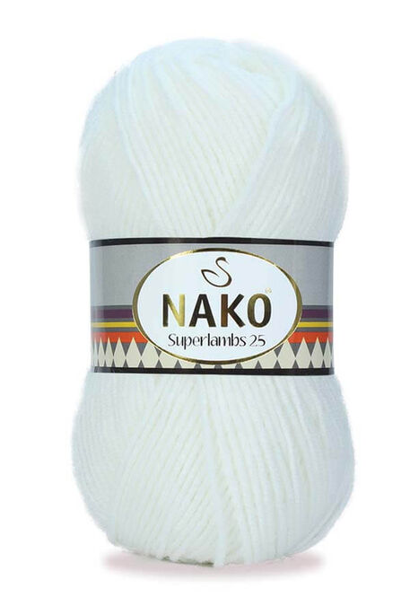 Nako Yarn - NAKO SUPERLAMBS 25 KNİTTİNG YARN 208 White