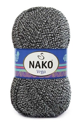 Nako Yarn - NAKO VEGA YARN 21297 Black - Gray Marl