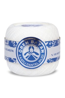 Örenbayan yarn - ÖREN BAYAN DANTEL İPİ 6 KAT NO:60 BEYAZ 100 GR