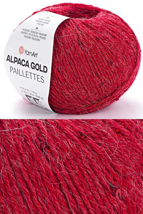 Yarnart yarn - YARNART ALPACA GOLD PAILLETTES 9307 Kırmızı