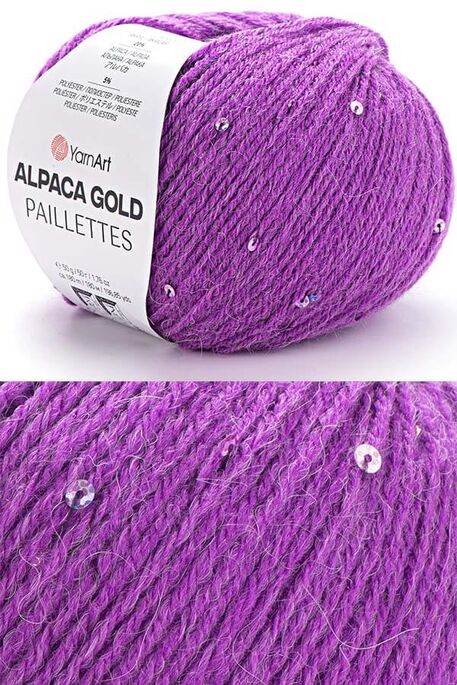 Yarnart yarn - YARNART ALPACA GOLD PAILLETTES 9308 Erguvan