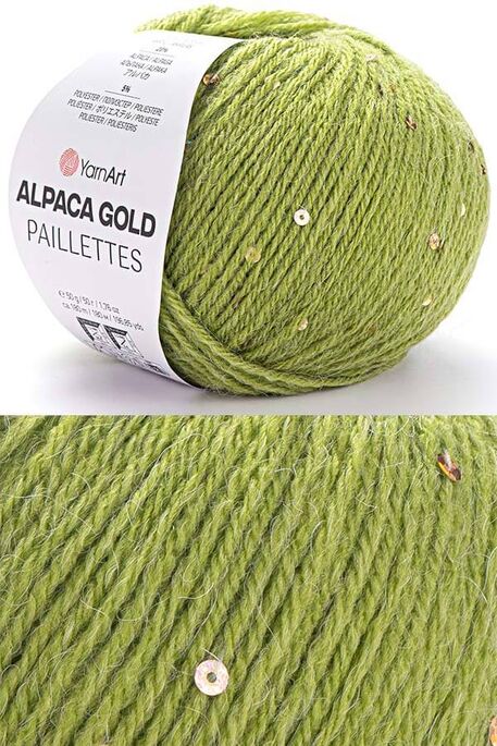 Yarnart yarn - YARNART ALPACA GOLD PAILLETTES 9310 Fıstık Yeşili