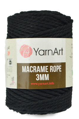 Yarnart yarn - YARNART MACRAME ROPE 3MM YARN 750 BLACK