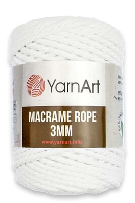 Yarnart yarn - YARNART MACRAME ROPE 3MM 751 WHITE