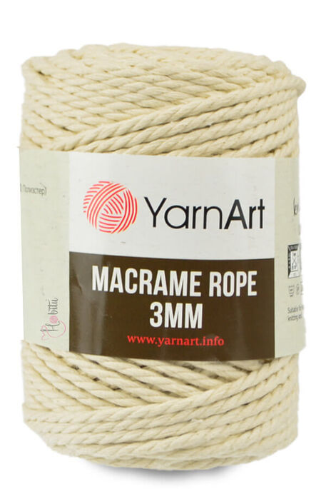 Yarnart yarn - YARNART MACRAME ROPE 3MM YARN 752 CREAM