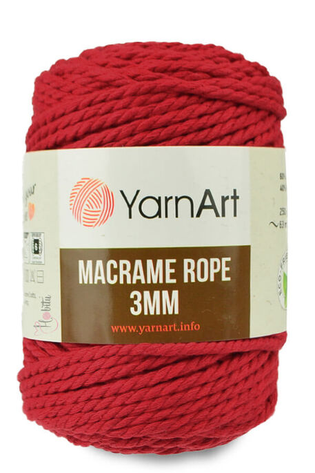 Yarnart yarn - YARNART MACRAME ROPE 3MM YARN 773 RED